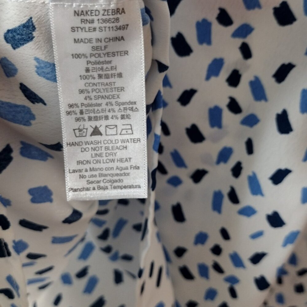 Naked Zebra Blue & White Print Cami • Size Small - Picture 7 of 7
